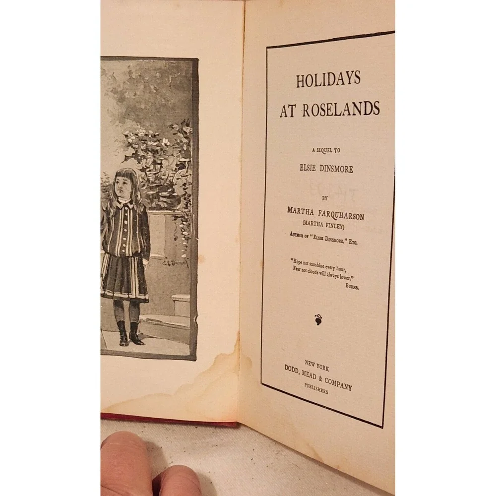 Elsie's Holidays at Roselands Book Martha Finley Vintage‎ 1898 Hardcover