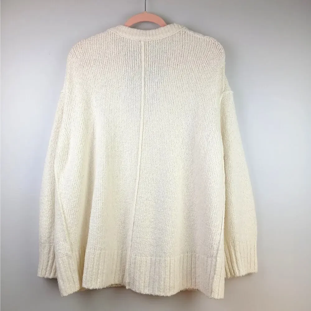 Free People SZ XS Oversized Brookside Tunic Sweater In Cream
