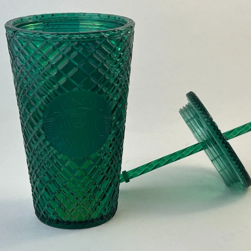 STARBUCKS Emerald Green Jeweled 16oz Tumbler Cup Christmas Holiday Winter 2021‎