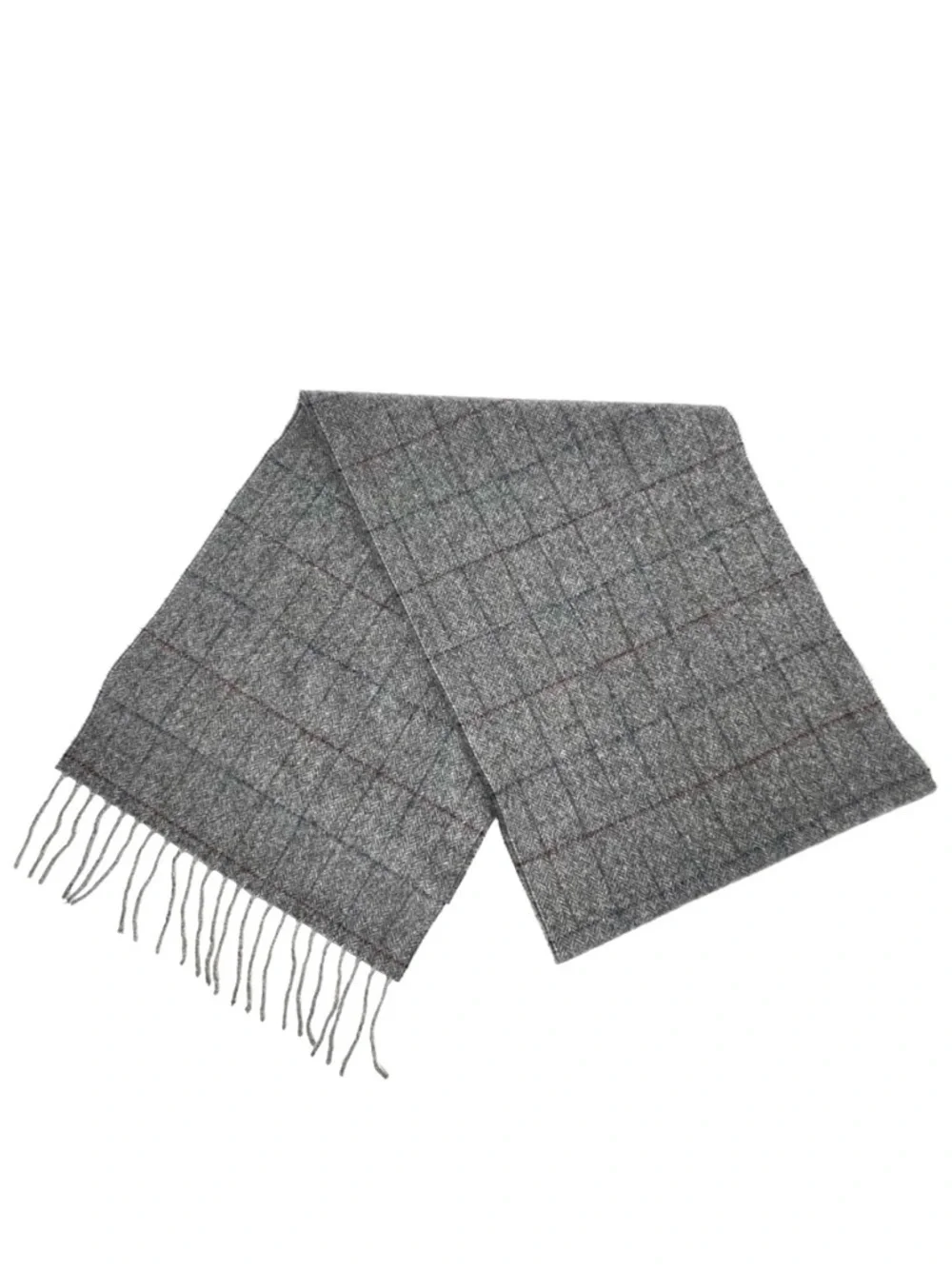 Linea Emmeti Fine Merino Wool Scarf Herringbone Gray Windowpane Navy Red New NWT