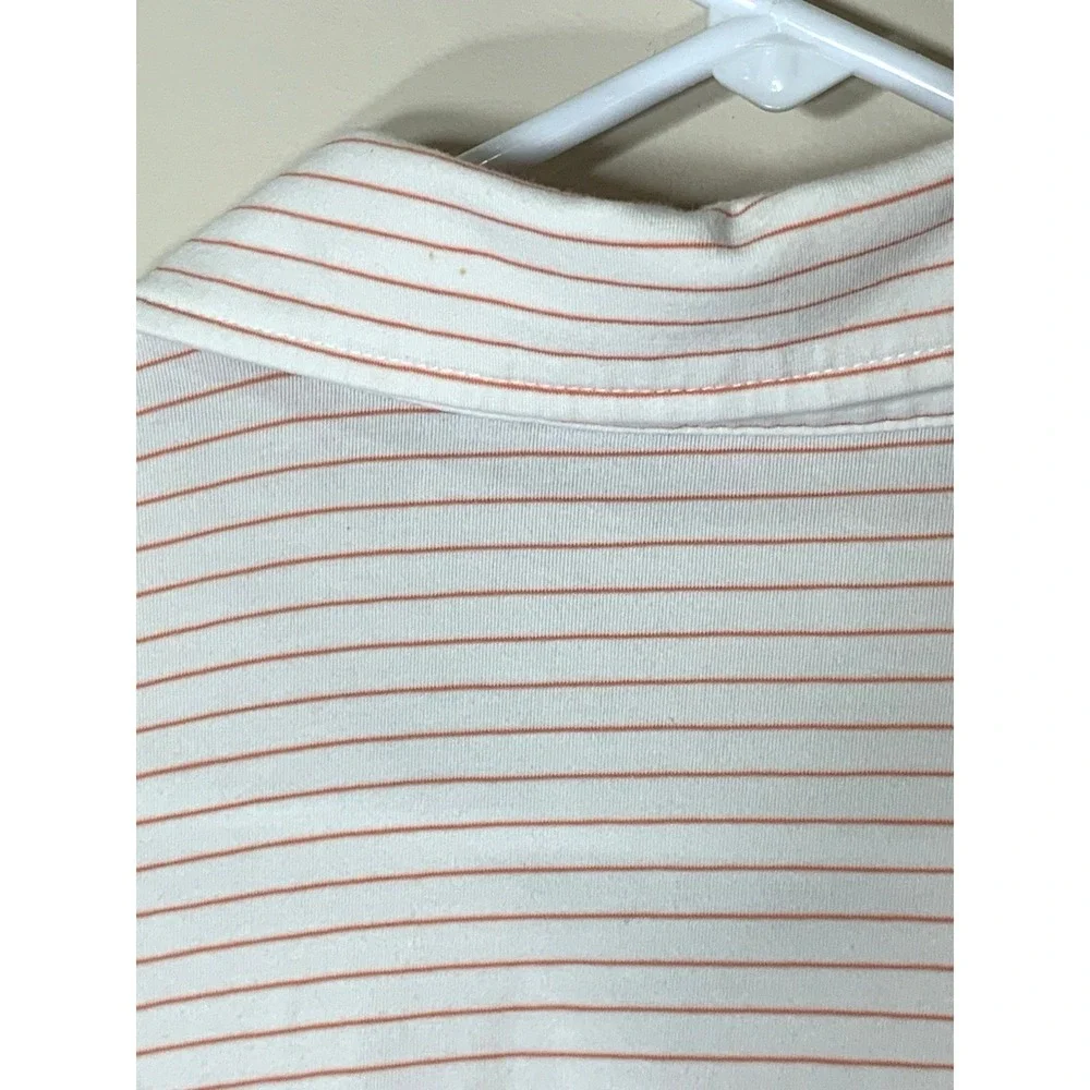 Polo Golf Ralph Lauren Shirt Mens XL White Red Pinstripe Peruvian Cotton Stretch