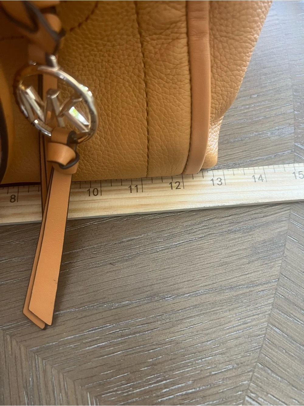Michael Kors Carine Pebbled Leather Satchel in Tan Brown