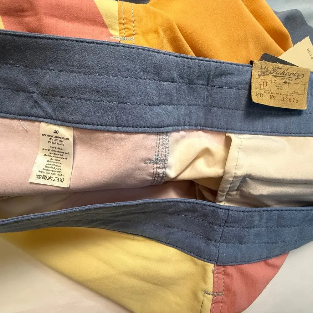 Faherty Soleil Sun Wave Boardshorts Size 40 Retro Swim Trunks 7” Inseam