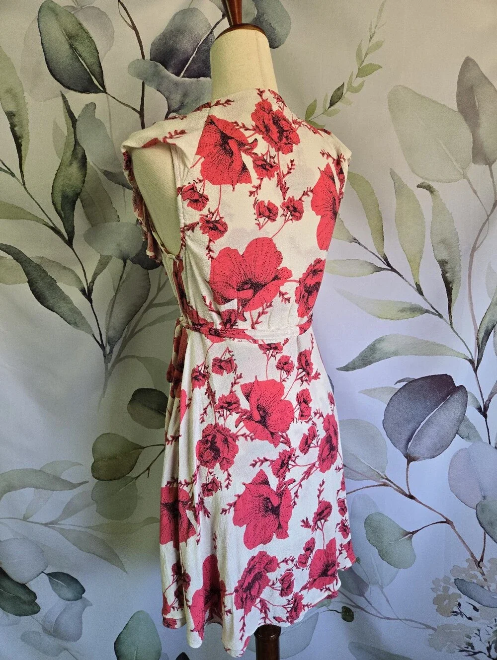 FREE PEOPLE | French Quarter Wrap Dress in Pink & White sz M