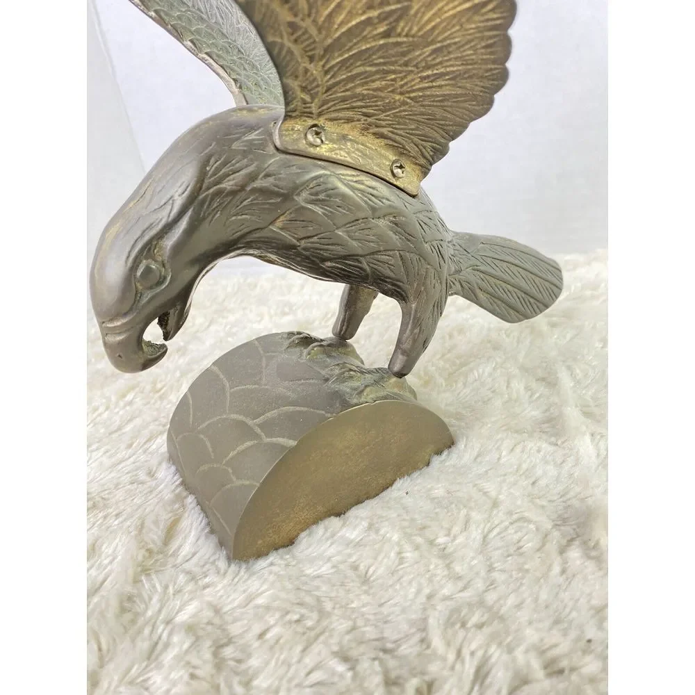 Brass Eagle VTG Perched Pose on Tree 8.5‎ x 8 inches Heavy Offce Home Decor