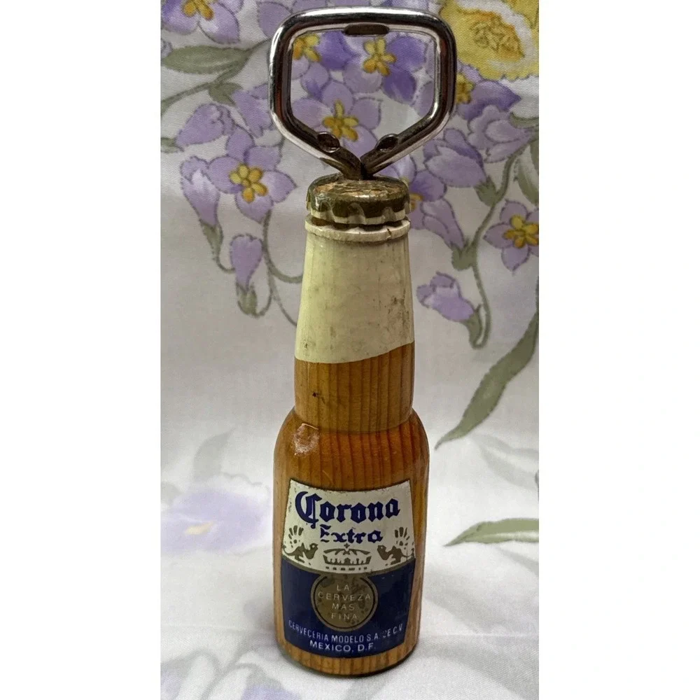 Vintage Corona Extra Wooden Beer Bottle Opener Barware Mexico 6.5