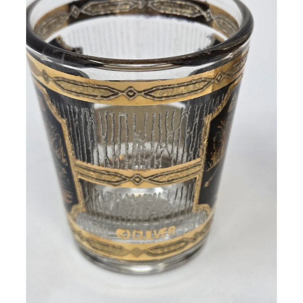 Culver 22K Gold Shot Glass Set Seven Springs San Francisco 1960s SouvenirCulver