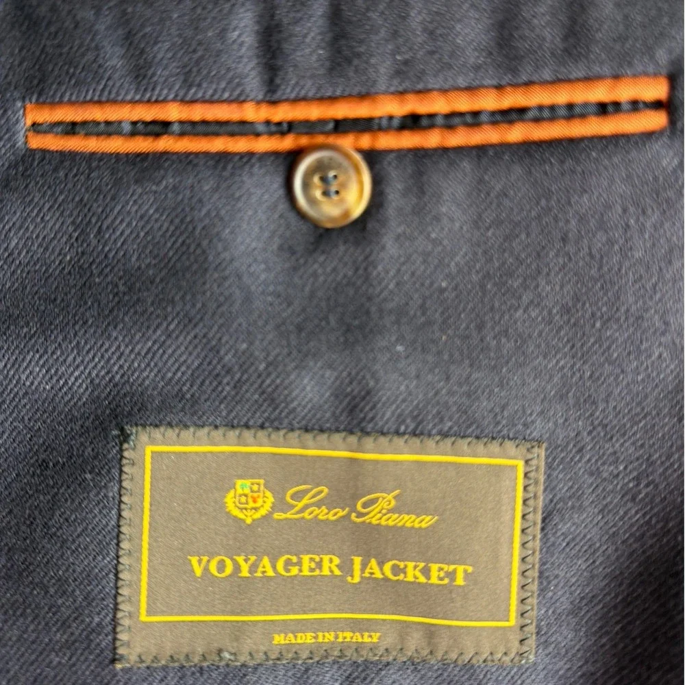Loro Piana Voyager Jacket Mens 52 Navy Blue 100% Cashmere Blazer Made in Italy