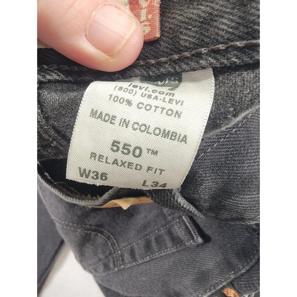 Levi's 550 jeans -‎ Relaxed fit Straight Leg - 36x34 Black Wash 100% cotton