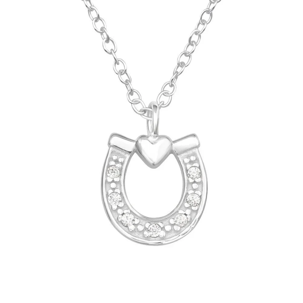 Sterling Silver Heart Horseshoe Necklace