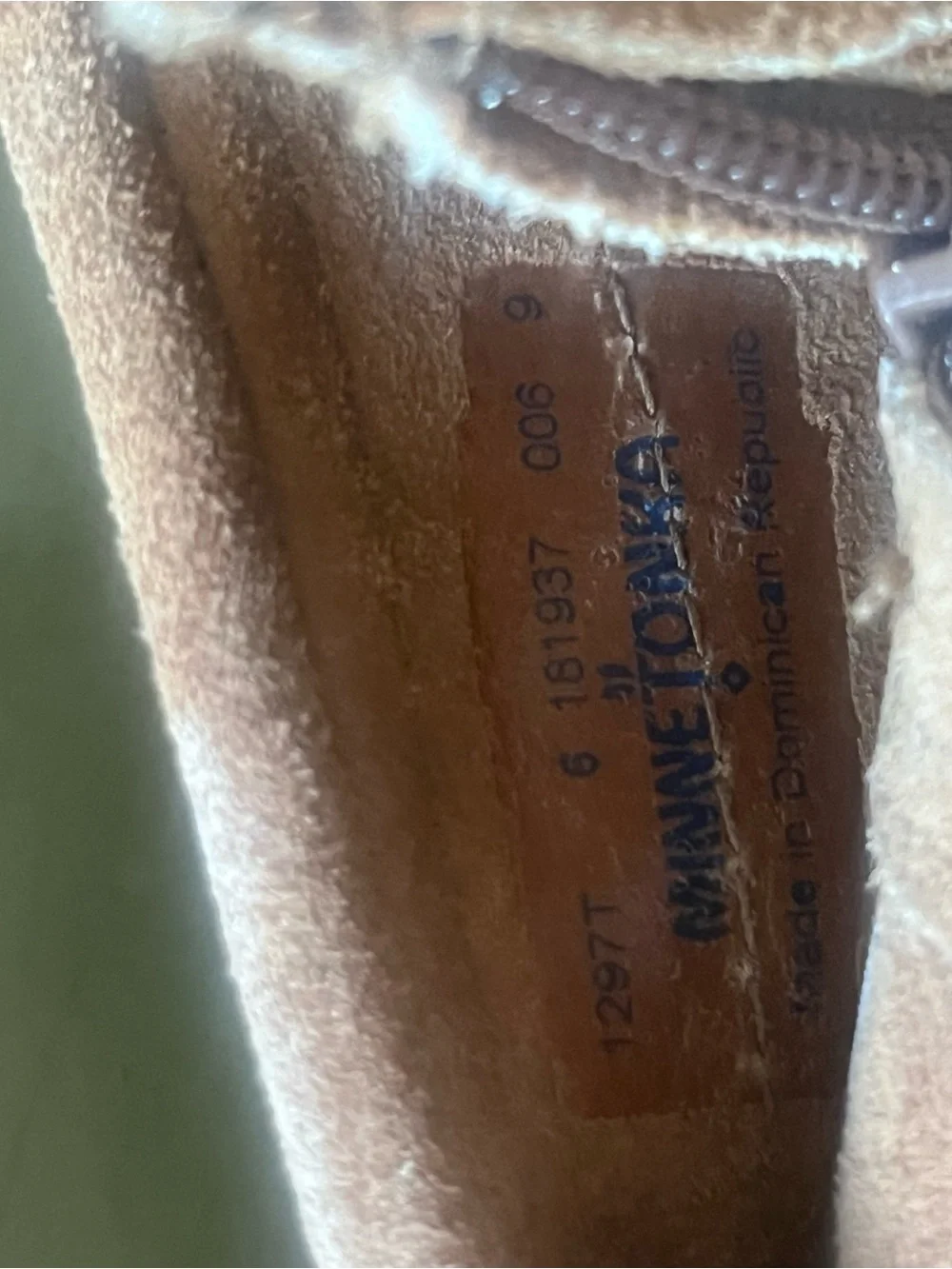 Minnetonka suede upper