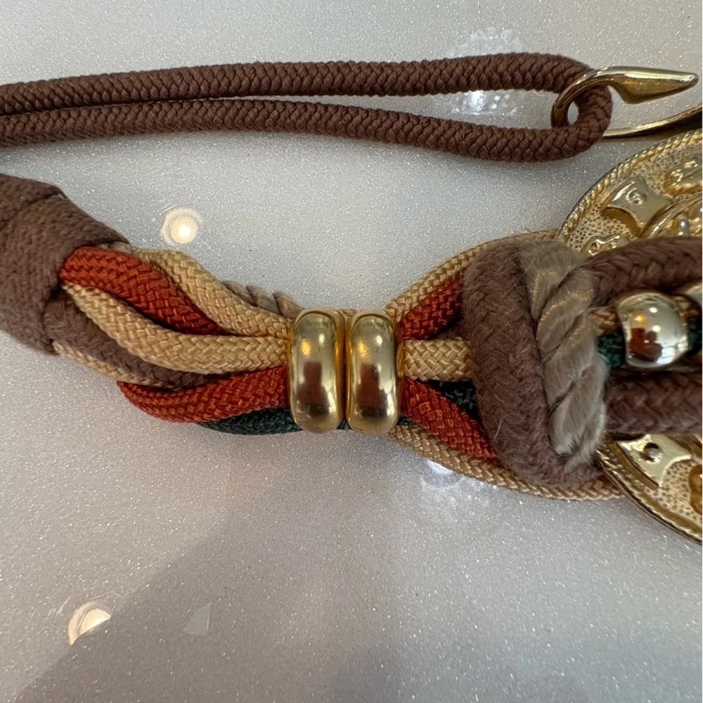 Vintage 70’s 80’s Belt Braided Multicolor Gold Accents Eccentric Grandma Chic