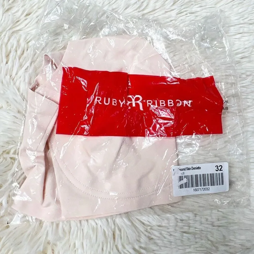 Ruby Ribbon Second Skin Sheer Demiette in Shell  Nwt Size 32