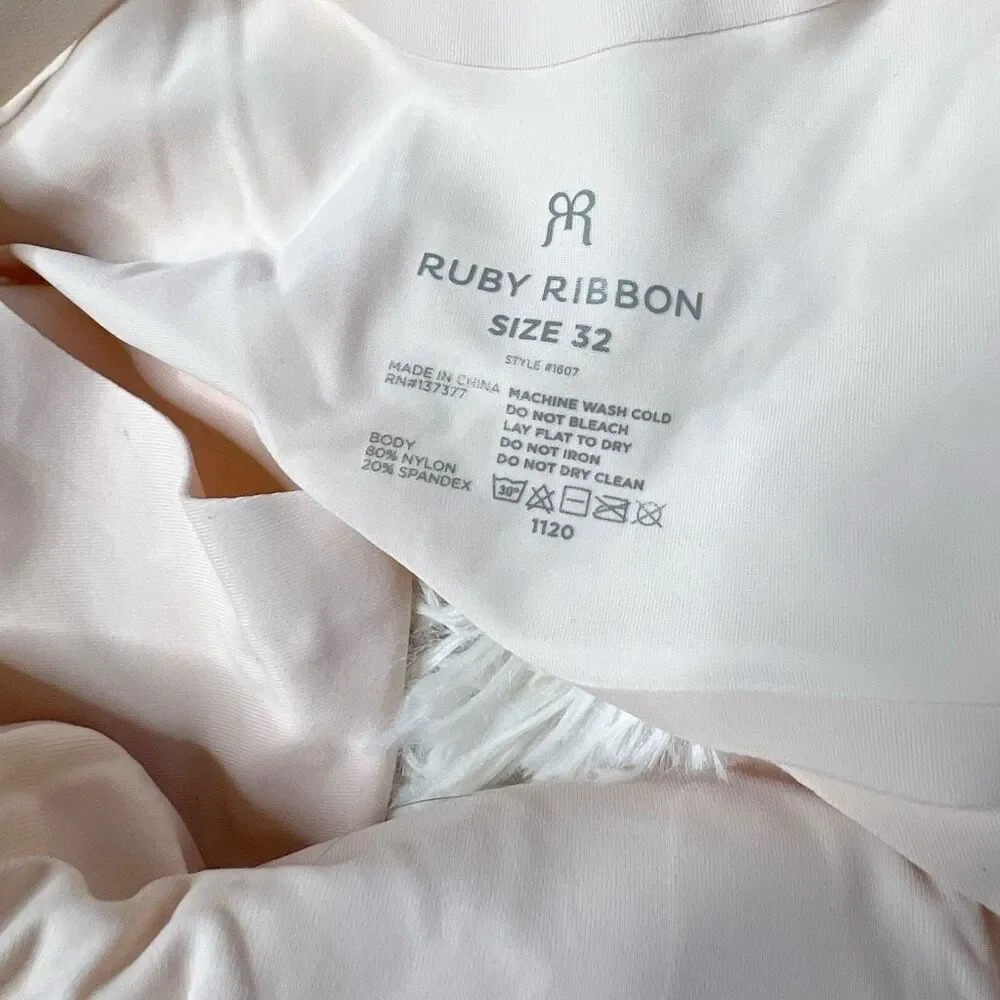 Ruby Ribbon Second Skin Sheer Demiette in Shell  Nwt Size 32