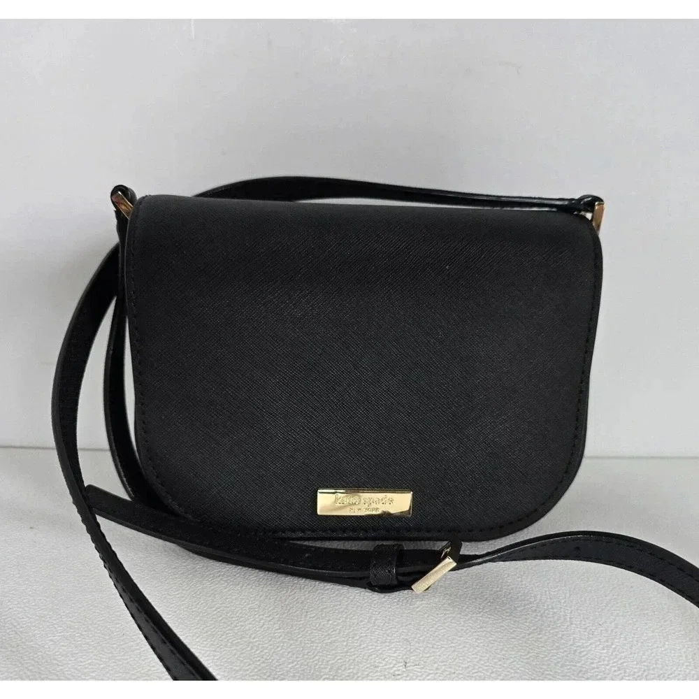 KATE SPADE NEW YORK CROSSBODY PURSE BLACK SAFFIANO LEATHER SMALL