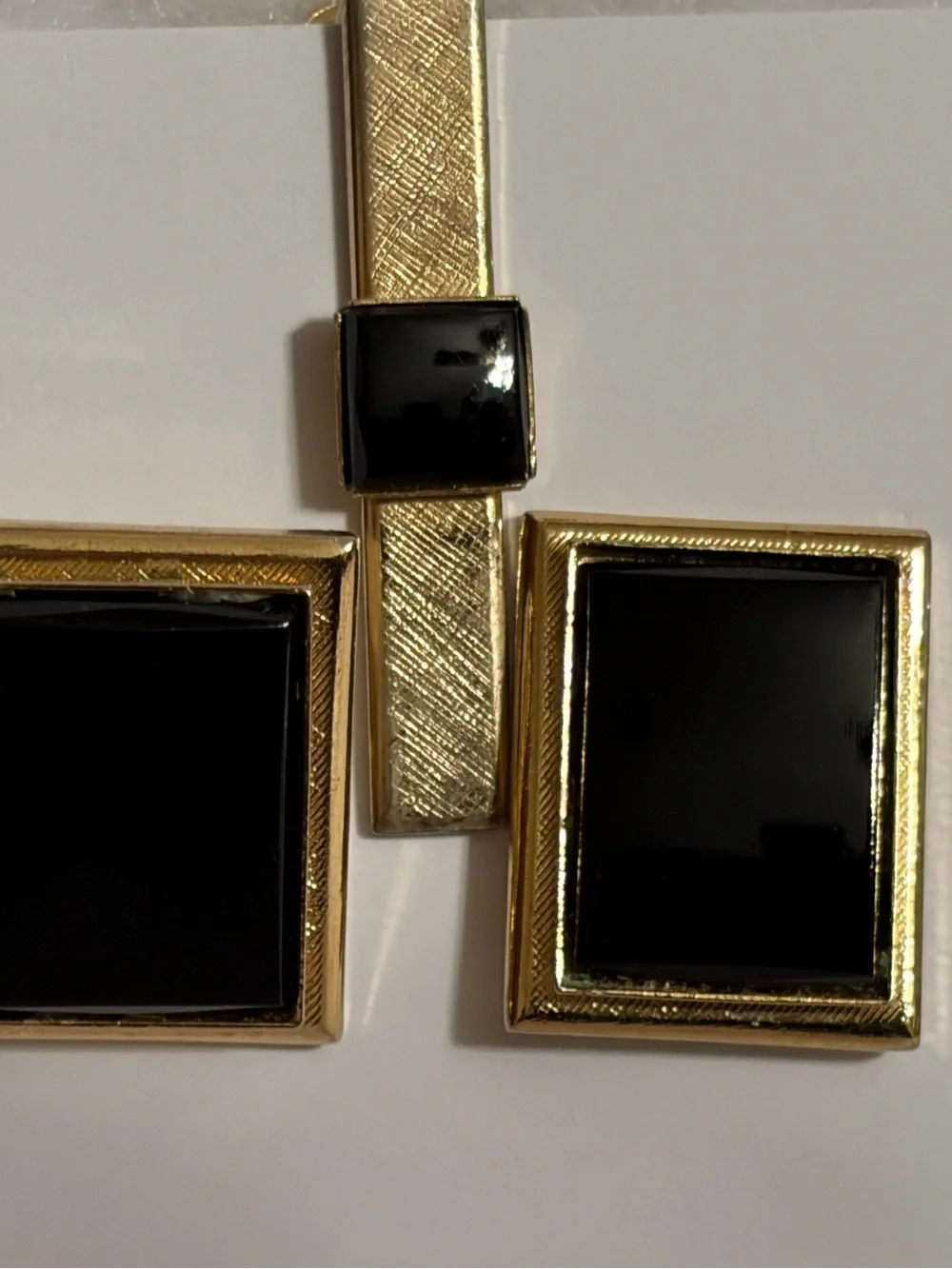 Gold and Black OnyxGeometric Cufflinks - Men's Accessory