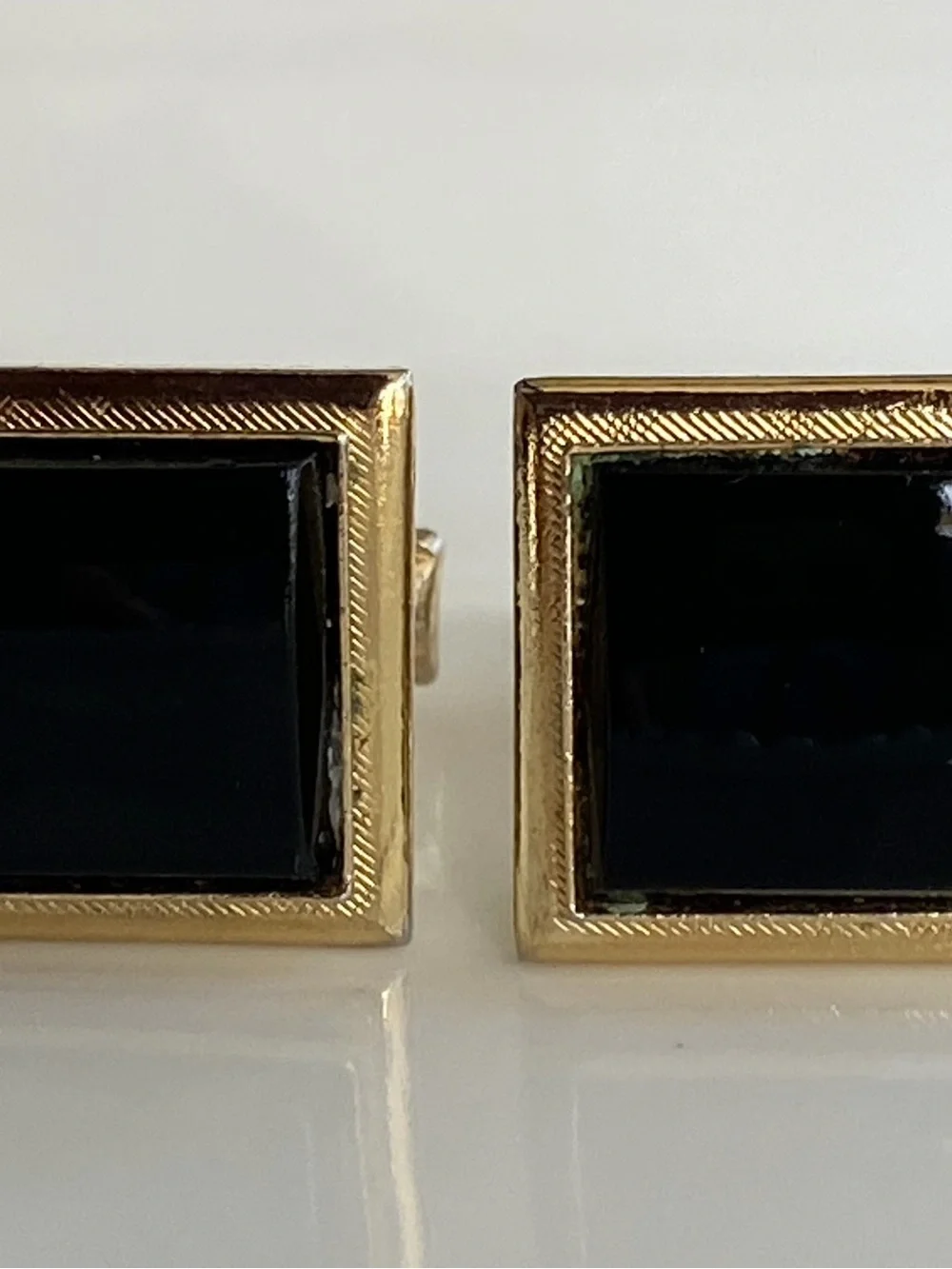 Gold and Black OnyxGeometric Cufflinks - Men's Accessory