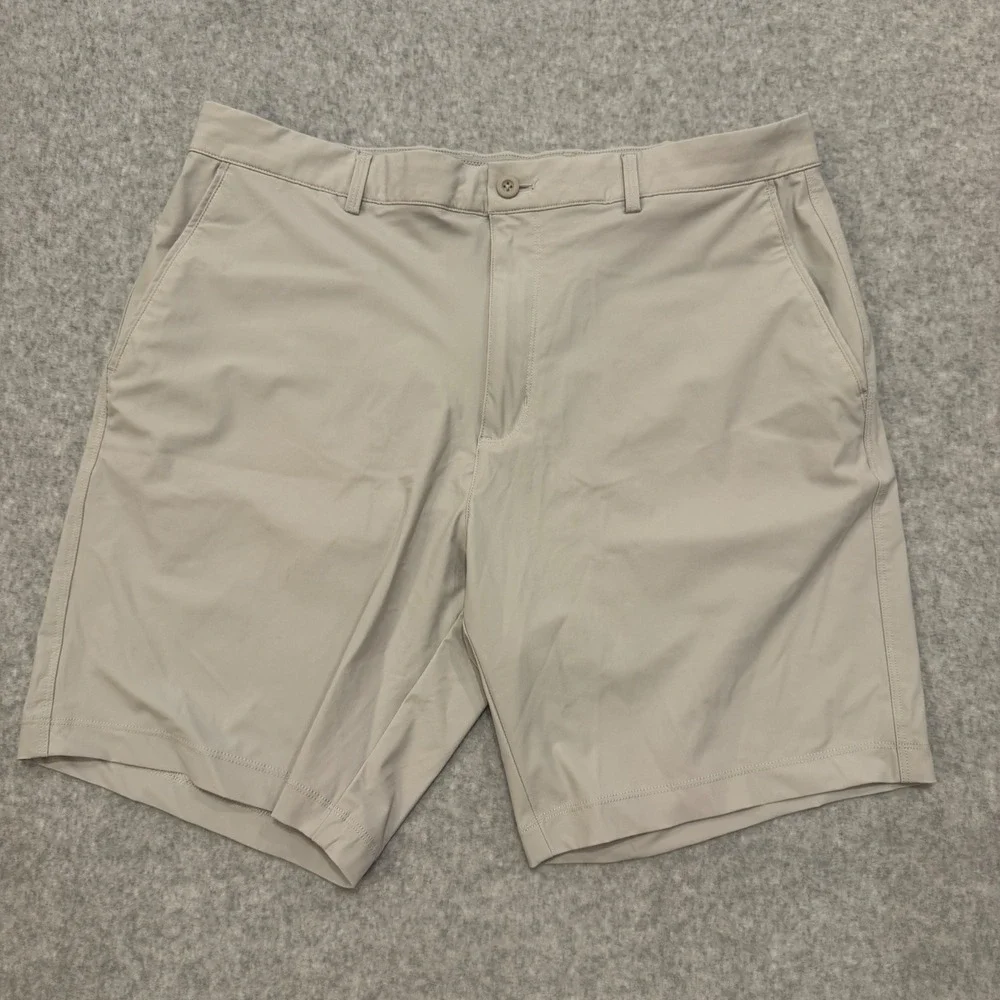 Greg Norman Protek Golf Shorts Mens 36 Tan Beige Stretch Performance Flat Front