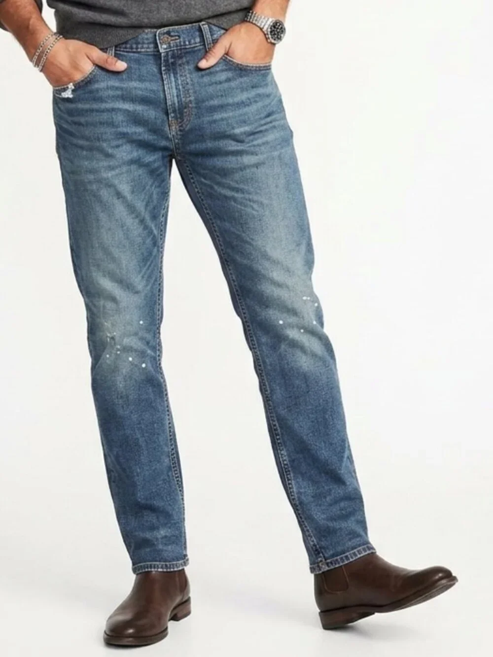 OLD NAVY Distressed Slim Fit Denim Blue Jeans 38 x 32