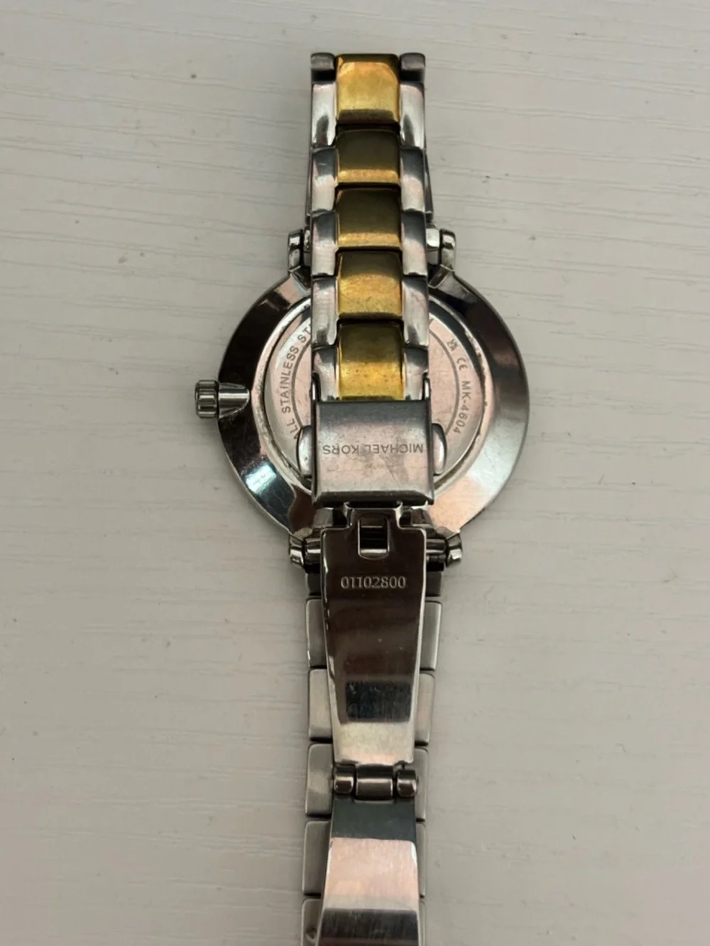 Michael Kors Women's Two-Tone Gold and Silver Bracelet Watch with White Dial