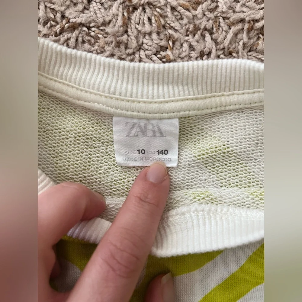 Zara Kids Psychedelic Print Sweatshirt in a chartreuse and white swirl pattern