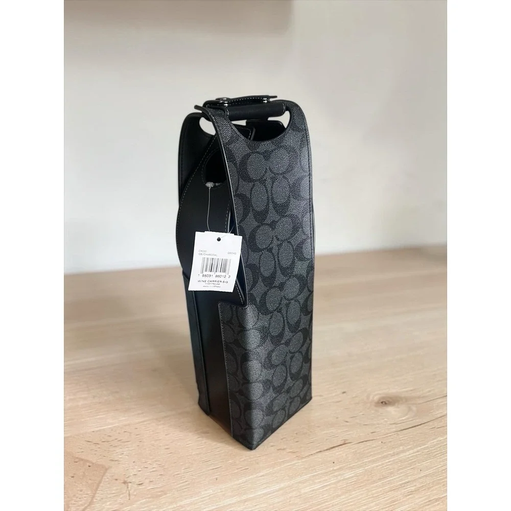 COACH New Wine Tote Bag Carrier, Signature Charcoal Black, CK030 Retails $150