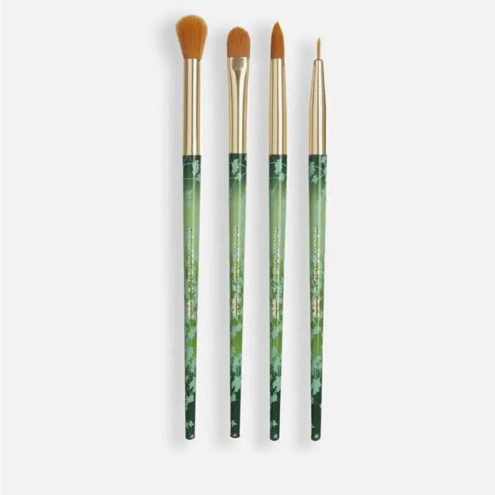 DC X Revolution Poison Ivy Make Up Brush Set 4 Piece NWT Ipsy drawstring bag