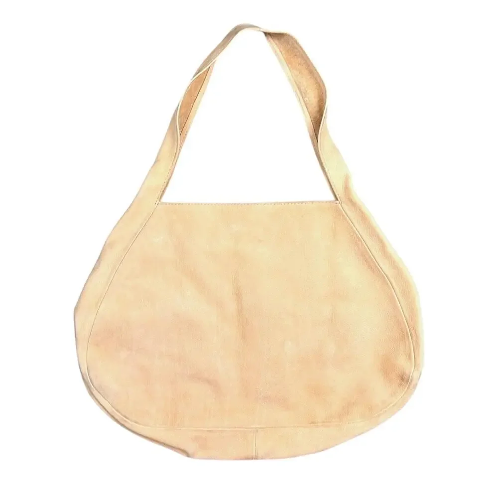 Ceri Hoover Suede Leather Tan Brown Boho Hobo Shoulder Bag Purse Tote Slouchy