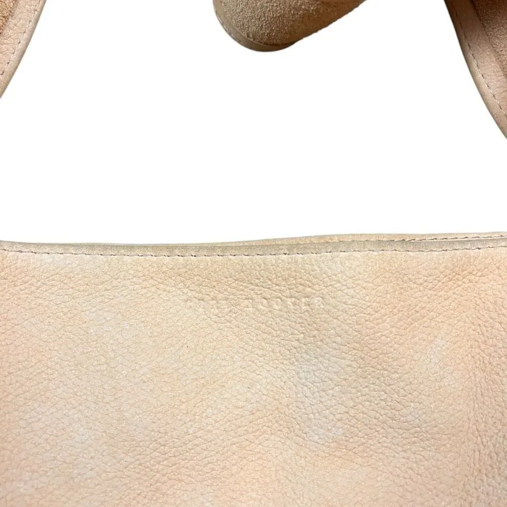 Ceri Hoover Suede Leather Tan Brown Boho Hobo Shoulder Bag Purse Tote Slouchy