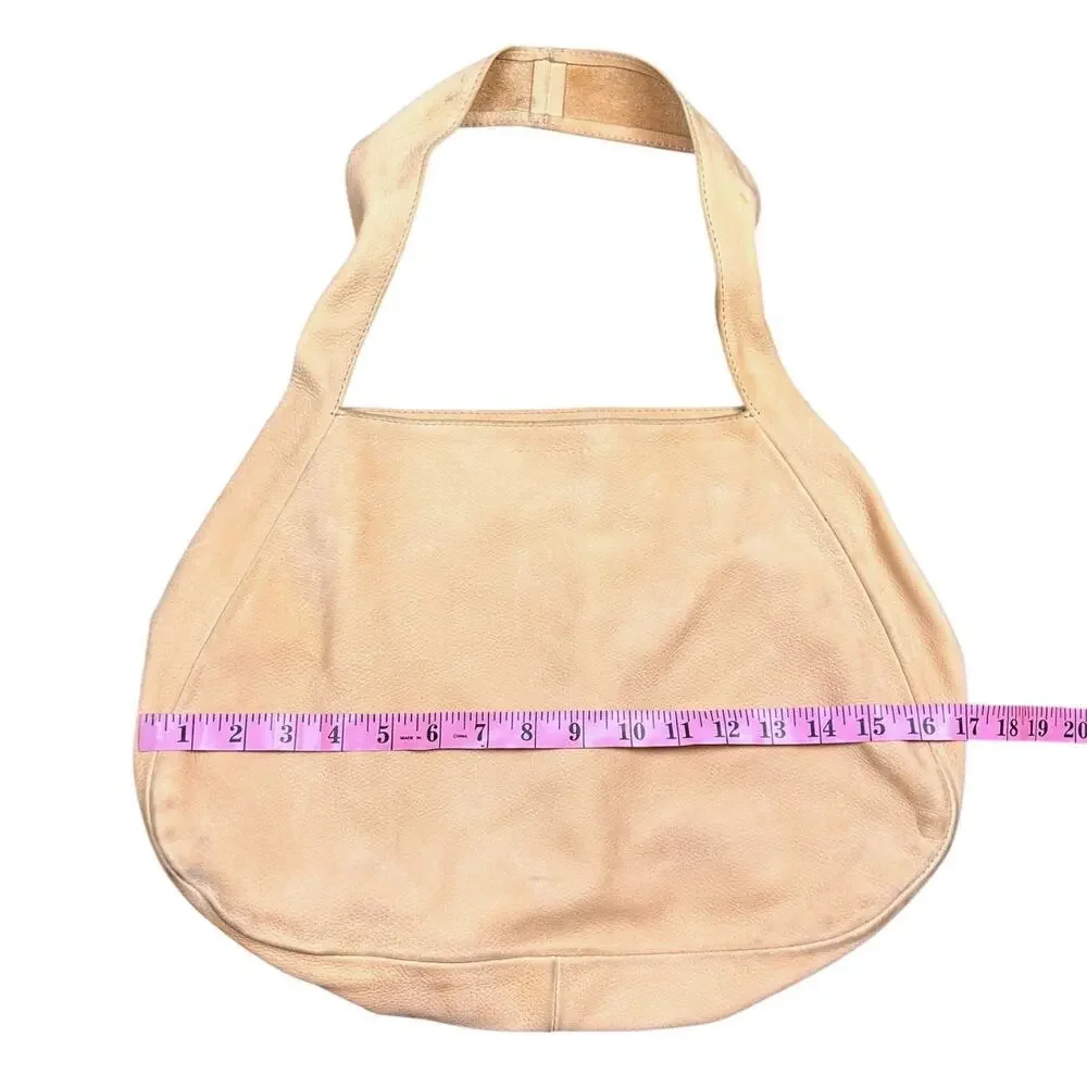 Ceri Hoover Suede Leather Tan Brown Boho Hobo Shoulder Bag Purse Tote Slouchy