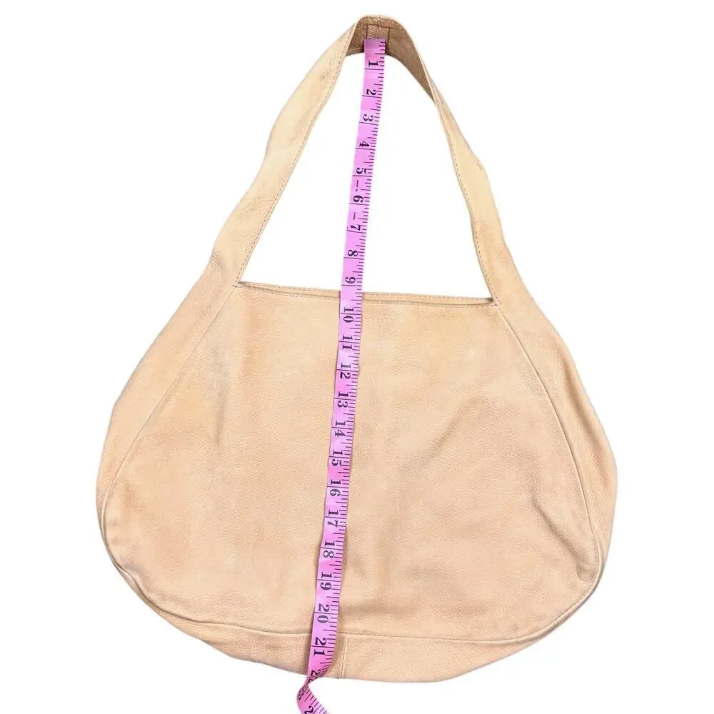 Ceri Hoover Suede Leather Tan Brown Boho Hobo Shoulder Bag Purse Tote Slouchy