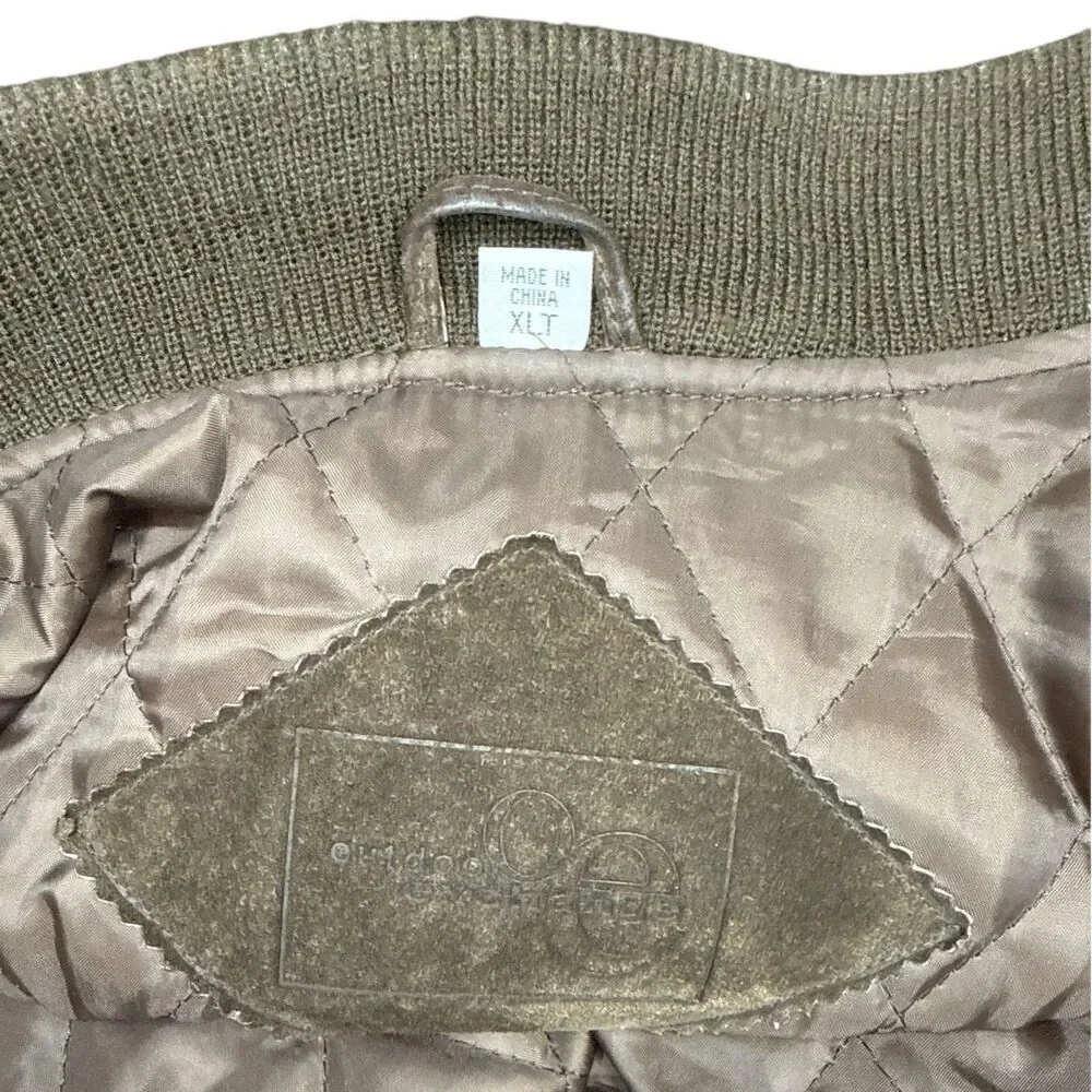 Outdoor Exchange Men's Brown Suede Leather Bomber Jacket Size: XLT