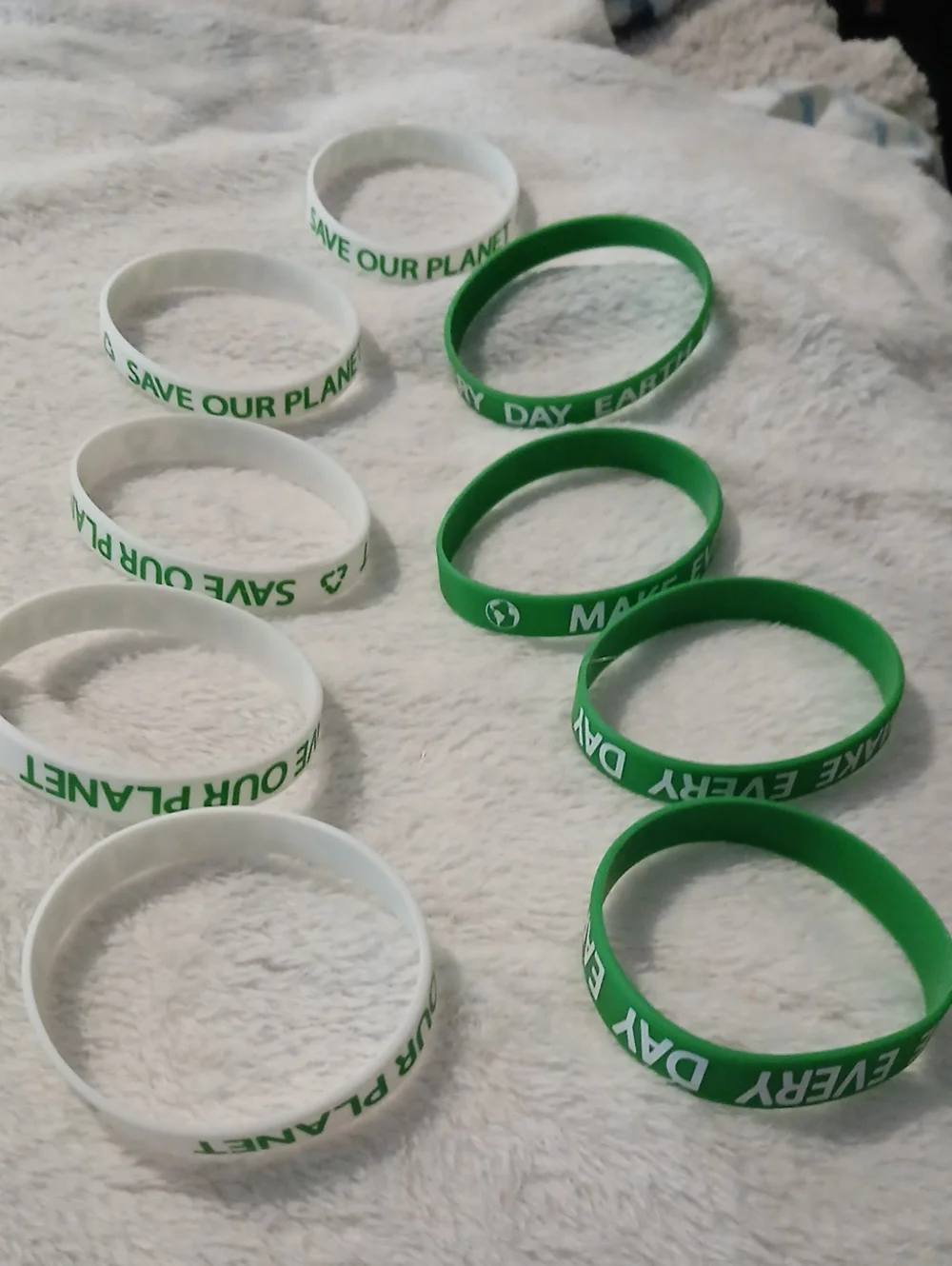Eco Message Silicone Wristbands - Green & White | Unbranded