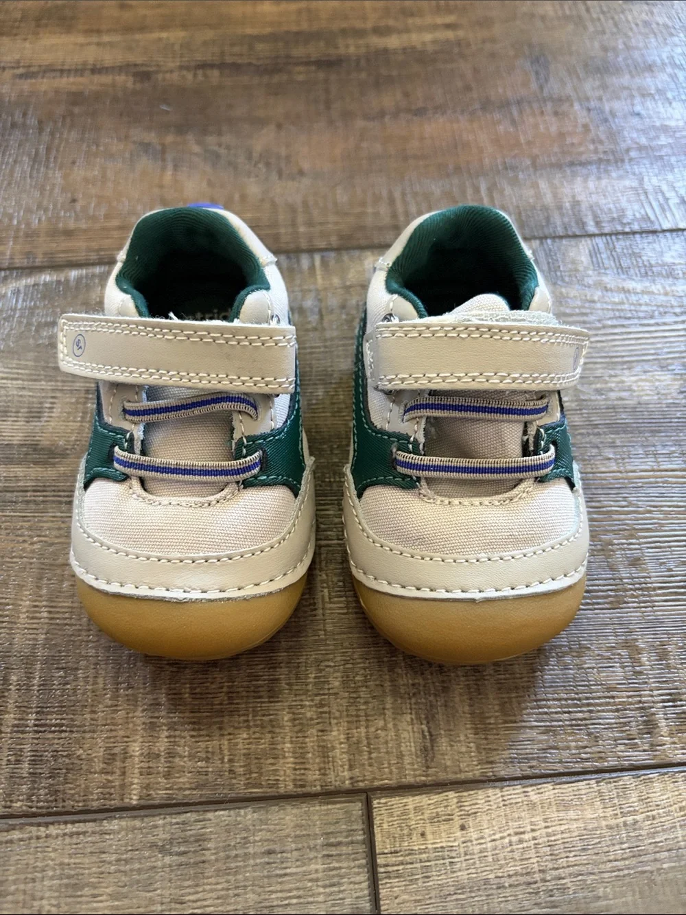 Stride Rite White & Green Easy-Closure Baby Sneakers