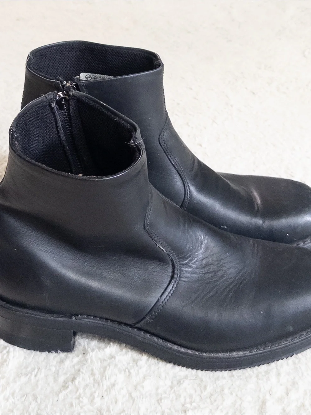 Double H Black Side Zip Biker Boots Oil Resistant Soles Size 11.5D