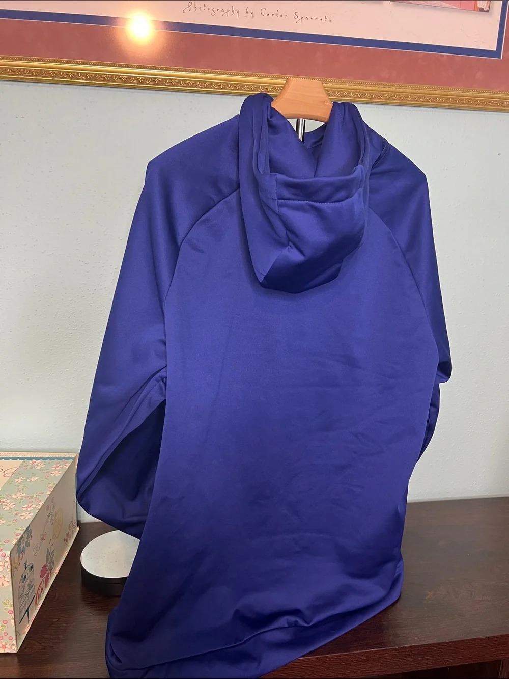 Nike Royal Blue Turtleneck Hoodie with White Swoosh