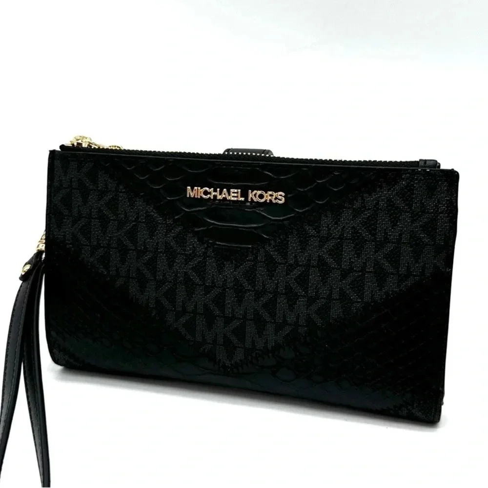 Michael Kors Large Double Zip Wallet Wristlet Black Multi