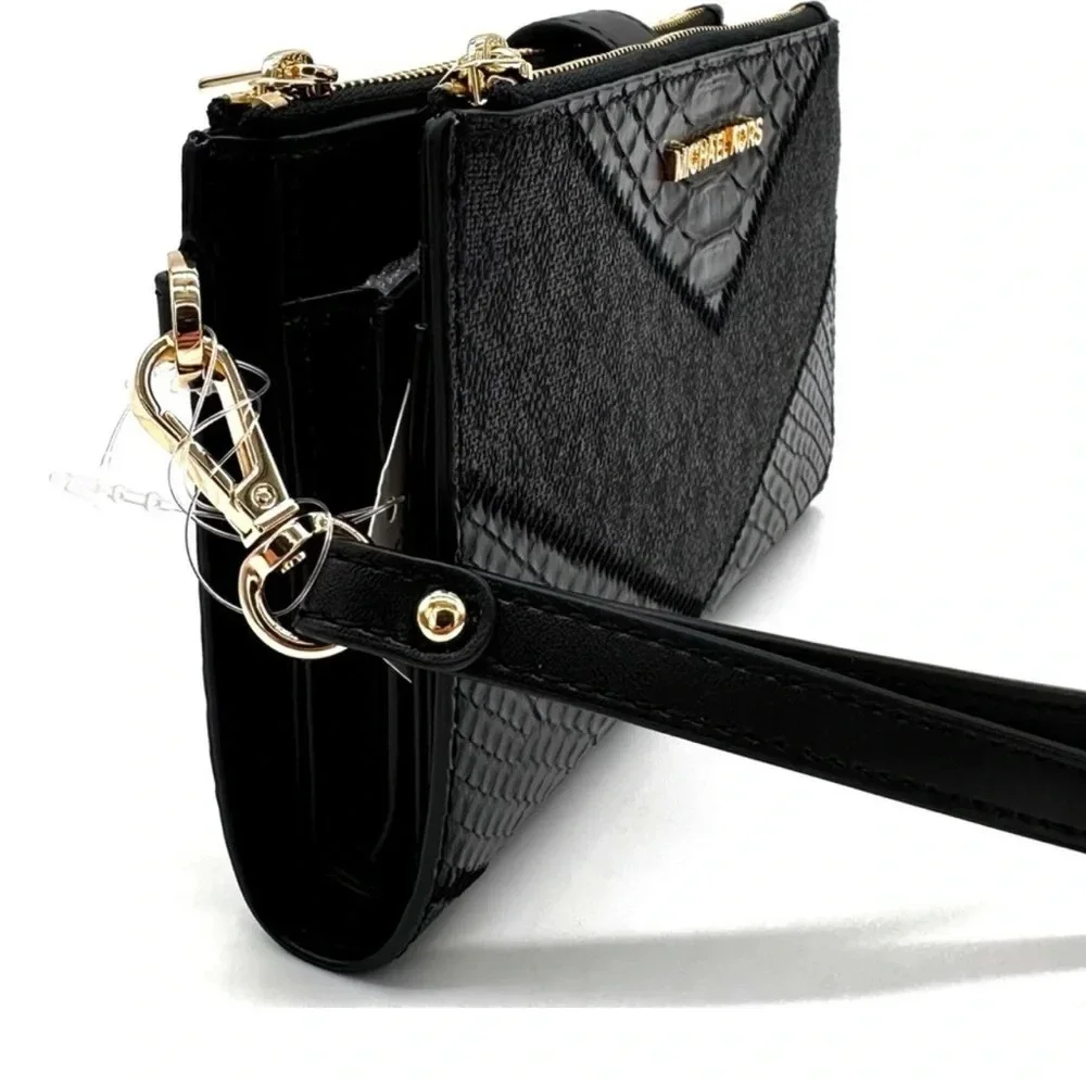 Michael Kors Large Double Zip Wallet Wristlet Black Multi
