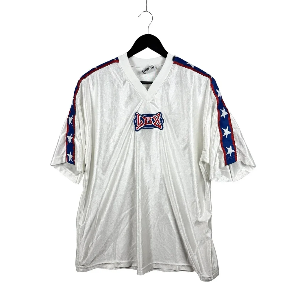 Vintage‎ 90s LBZ Motocross Jersey Adult Sz XL Stars Stripes Made in USA in White