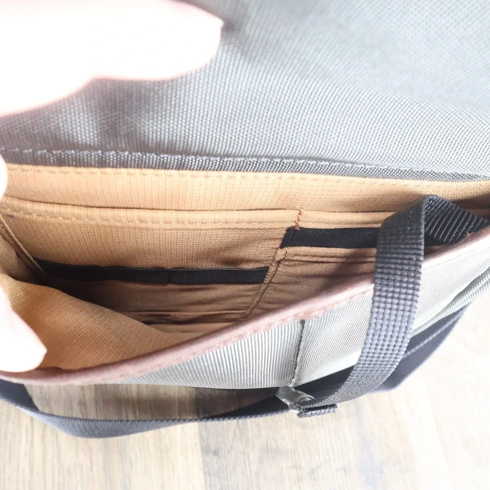 Duluth Trading Co Gray Ballistic Nylon Crossbody Messenger Bag Leather Trim
