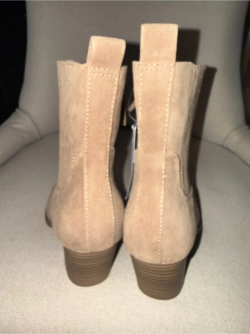 NWT Women’s Suede Ankle Boots in Taupe - Classic Side-Zip Chelsea Style
