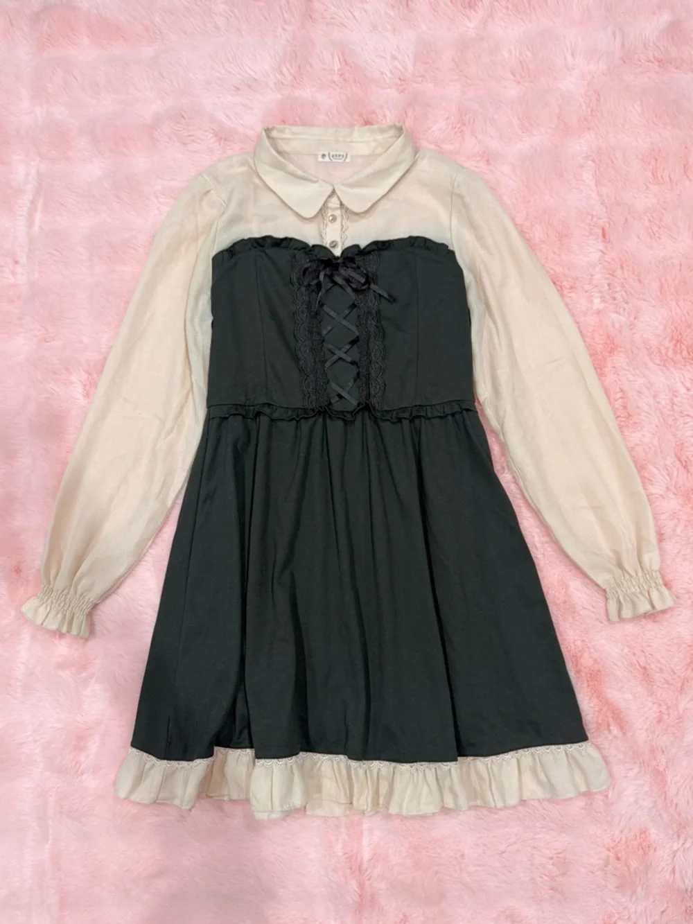 Axes Femme Green Coquette Long Sleeve Dress