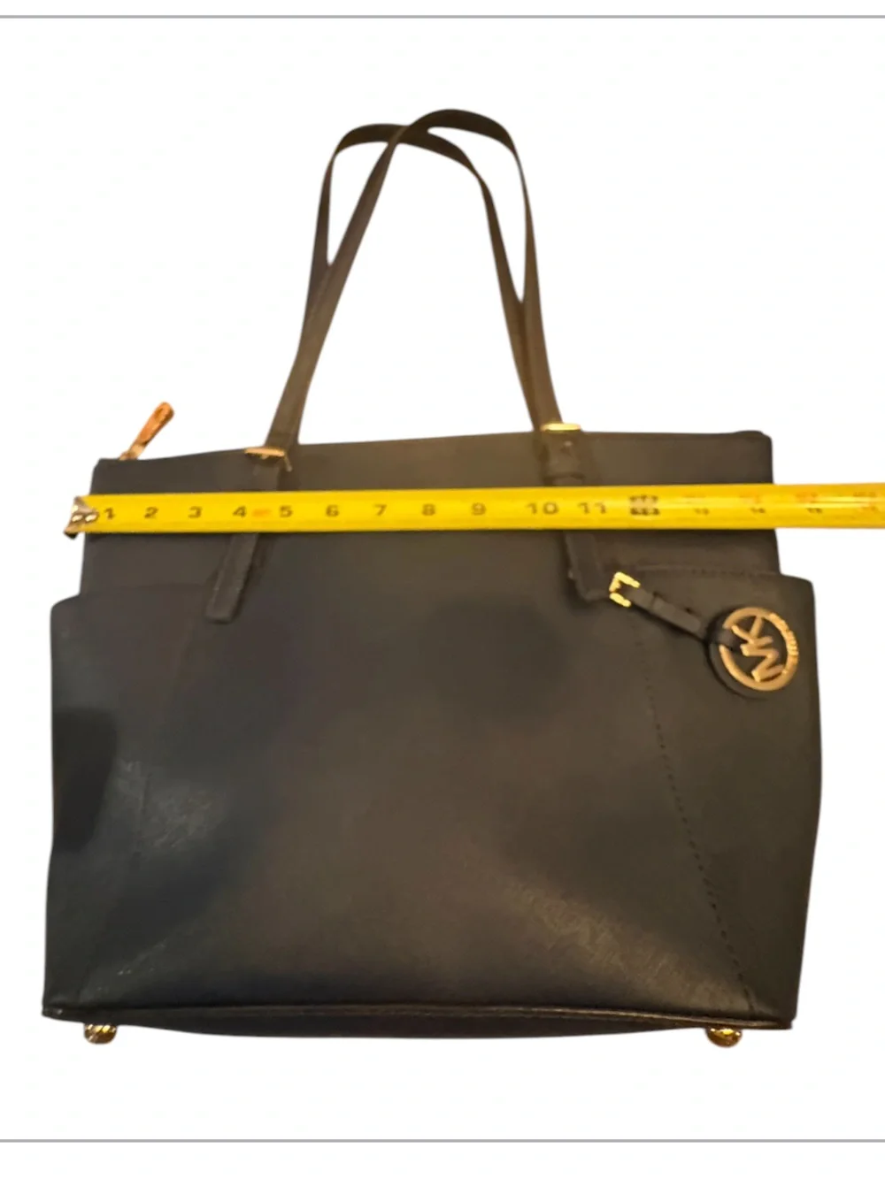 Michael Kors Blue Leather Medium Jet Set Top Zip Tote Navy Blue