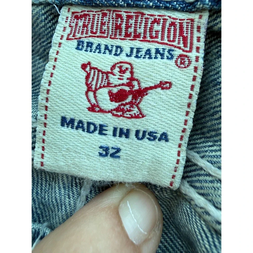 True Religion Men's Bootcut Jeans 32 Made In USA Y2K Vintage Distressed Denim