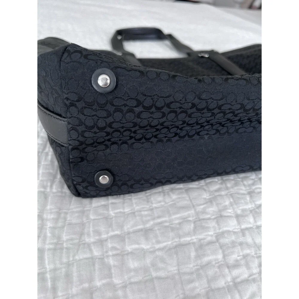 COACH Large Black Canvas Logo Laptop Work Bag