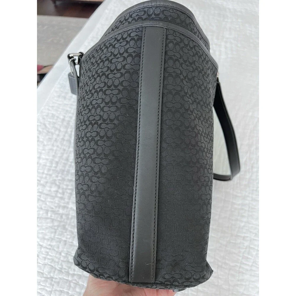 COACH Large Black Canvas Logo Laptop Work Bag