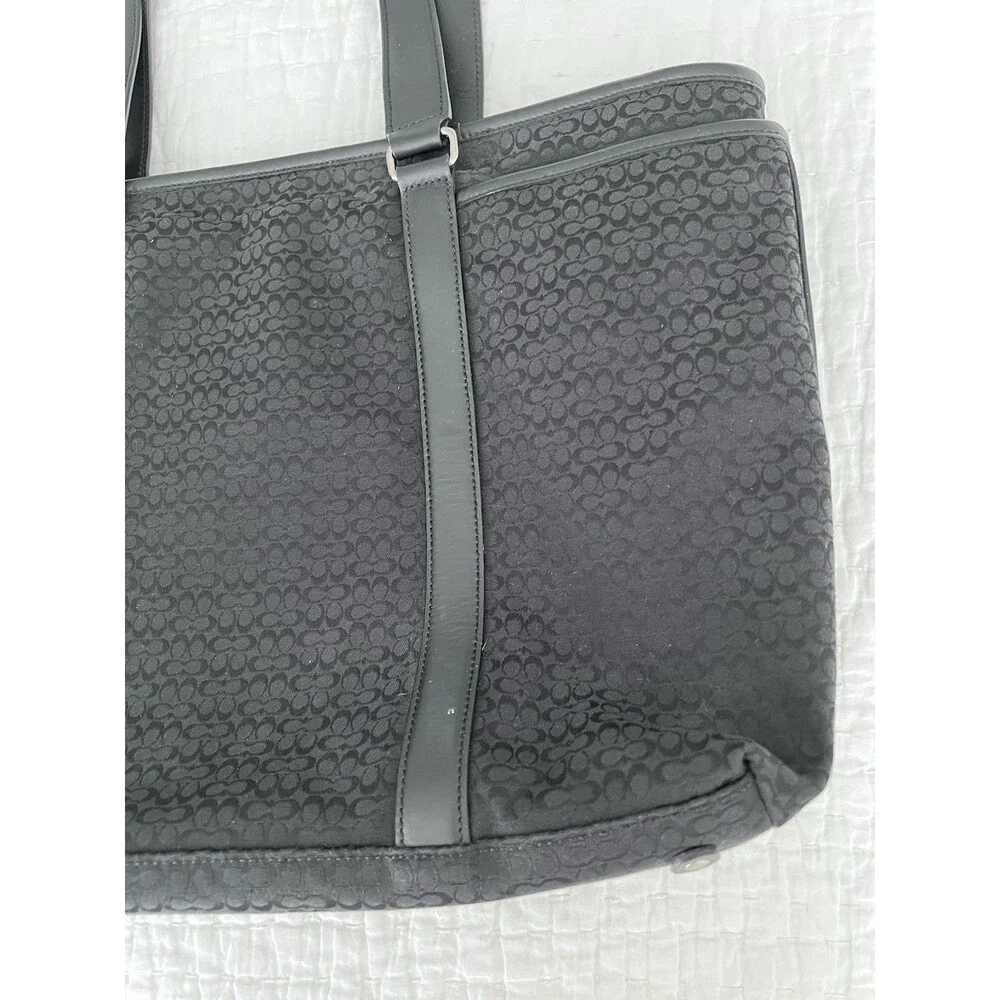 COACH Large Black Canvas Logo Laptop Work Bag