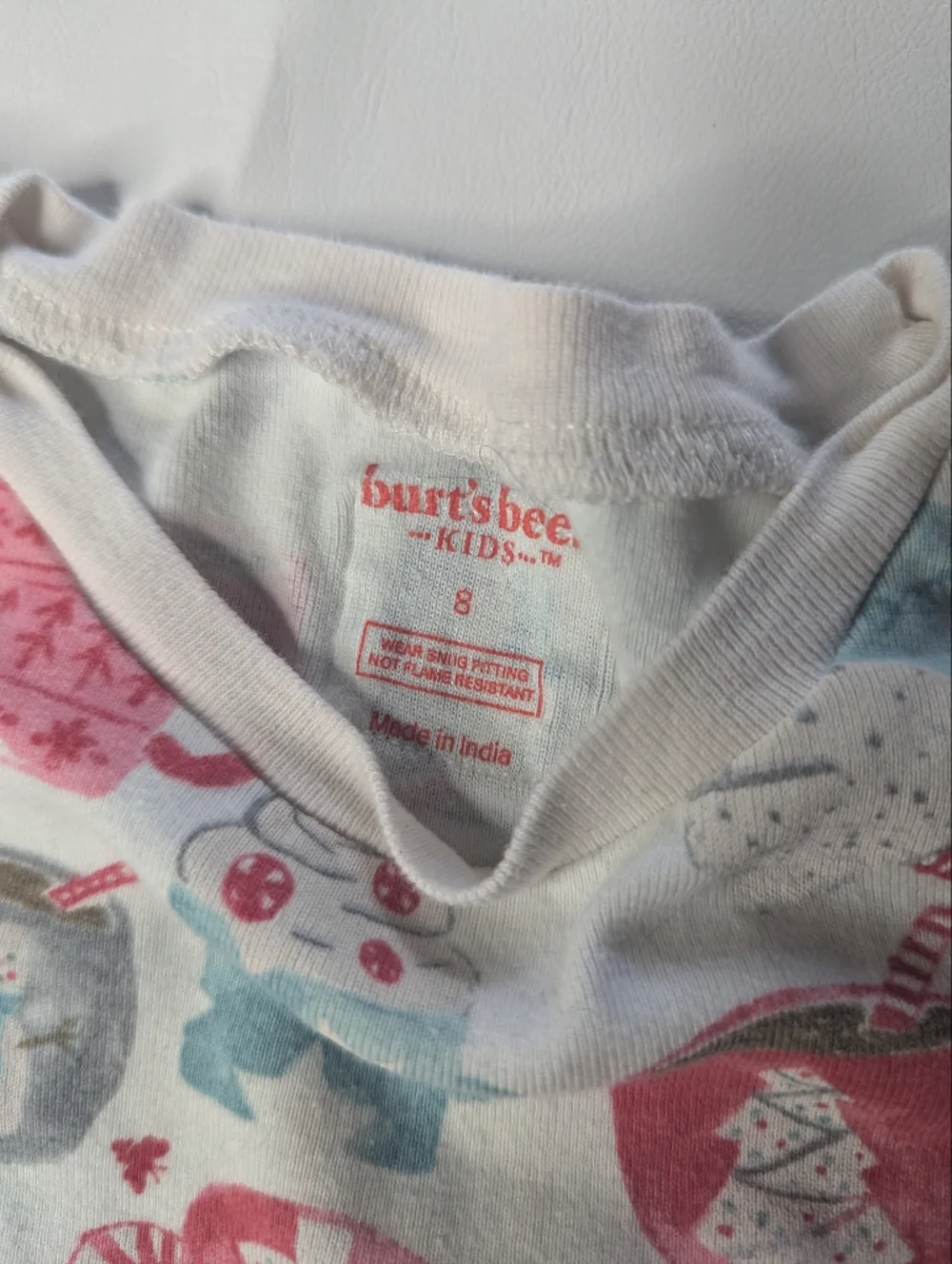 Burts Bee Organic Cotton Christmas Hot Cocoa Pajama Set Size 8