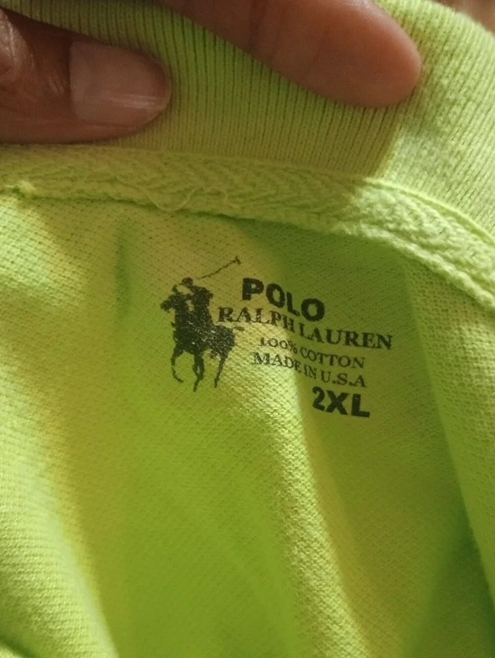 Men's Polo Ralph Lauren Big Pony 3 Lime Green Golf Collar Short Sleeve Shirt 2XL