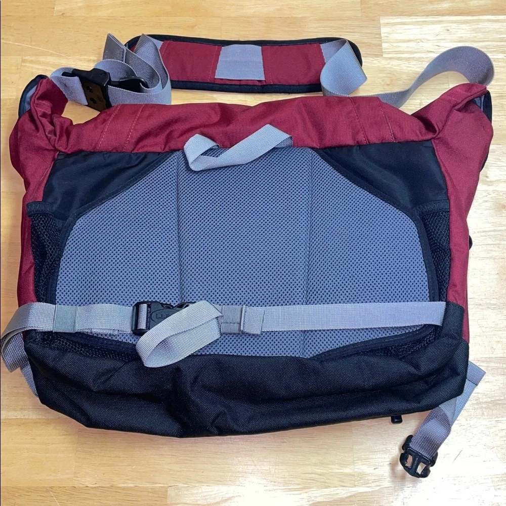 L.L. Bean Messenger Bag/Computer Bag. Nylon. Burgundy, Gray, Black. Crossbody